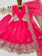 Aaradhya Fendy Silk Sequins Embroidered Child Gown Set with Pant & Dupatta
