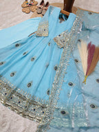 Aaradhya Fendy Silk Sequins Embroidered Child Gown Set with Pant & Dupatta