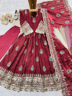 Aaradhya Fendy Silk Sequins Embroidered Child Gown Set with Pant & Dupatta