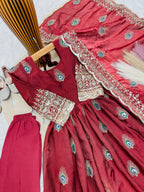 Aaradhya Fendy Silk Sequins Embroidered Child Gown Set with Pant & Dupatta