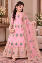 Aaradhya Fendy Silk Sequins Embroidered Child Gown Set with Pant & Dupatta
