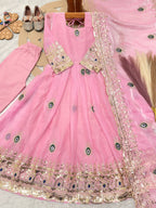 Aaradhya Fendy Silk Sequins Embroidered Child Gown Set with Pant & Dupatta