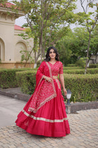 Satin Lehenga Choli with Zari Sequin Embroidery & Designer Dupatta, Wedding Wear