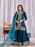 Mehrnoor Heavy Velvet Embroidered Sharara Palazzo Suit with Butterfly Net Dupatta