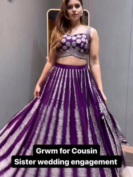 Beautiful Bridesmaids Lehenga Choli Set With Sequins Work & Georgette Fabric