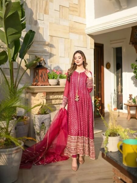 Ethnic Georgette Sequins Embroidered Bridesmaids Ready to Wear Kurti Pant Set