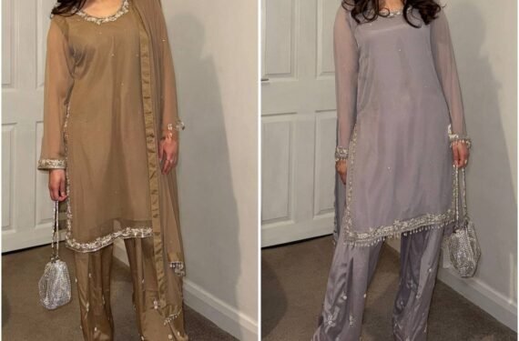 Classy Georgette Farshi Pant & Kurta Set with Embroidery & Beads Work