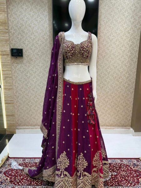 Georgette Lehenga Choli - Thread with Sequins Work With Attached Can-Can & Canvas Patta