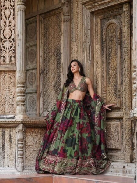 Digital Printed Wedding Special Lehenga Choli with Thread & Sequins Work