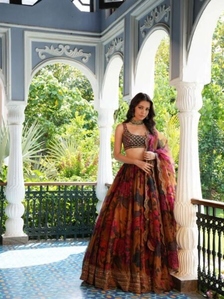 Digital Printed Wedding Special Lehenga Choli with Thread & Sequins Work