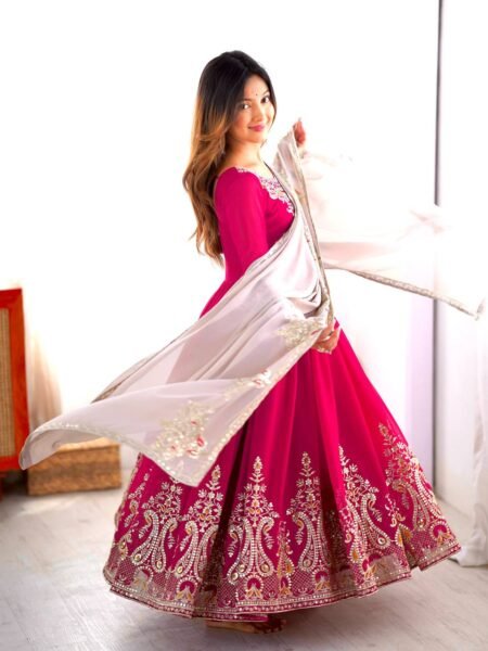 Ready to Wear Pink Georgette Embroidered Suit with Multithread Sequin Work