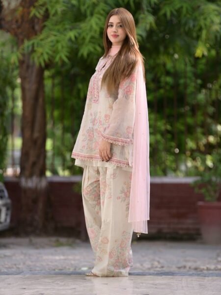 Sifon Farshi Palazzo & Kurta - Digital Printed with Sequins Embroidery Work