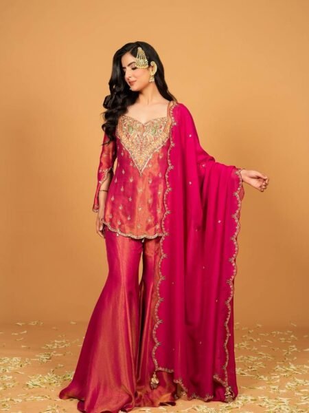 Simar Silk Premium Kurti Palazzo Set with Sequins Embroidery Work