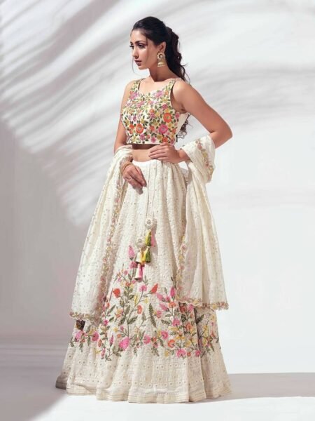 Georgette Lehenga Choli - Sequins Work with Can-Can & Canvas Patta for Weddings