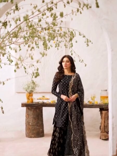 Georgette Black Palazzo Set with Heavy Sequins Embroidery Work for Parties