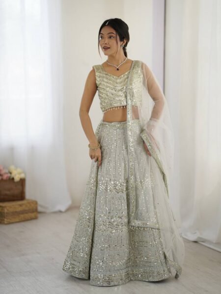 Designer Georgette Sequins Work Lehenga Choli for Weddings with Attached Can-Can