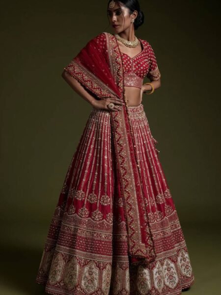 Luxurious Designer Rangoon Silk Thread Work Lehenga Choli Set for Weddings