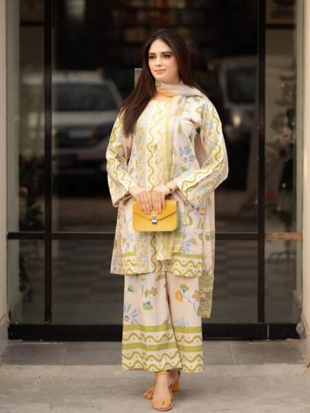 Digital Printed 3 Pc Co-Ord Set for Women
