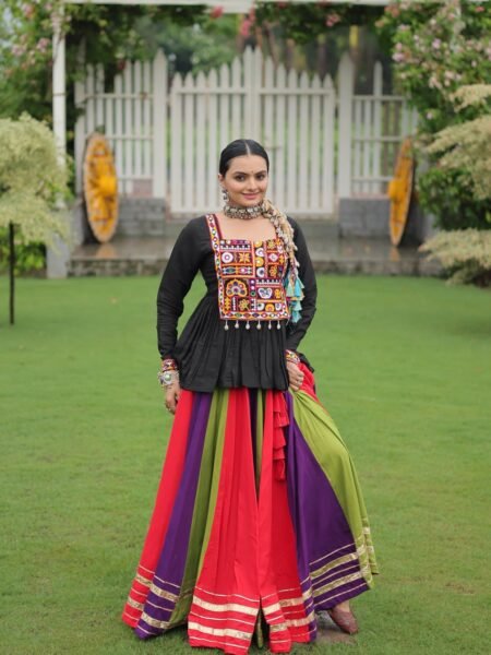 Shop Navratri Lehenga Kurta: Featuring Rich Gotta-Patti & Kutchi Gamthi Embroidery