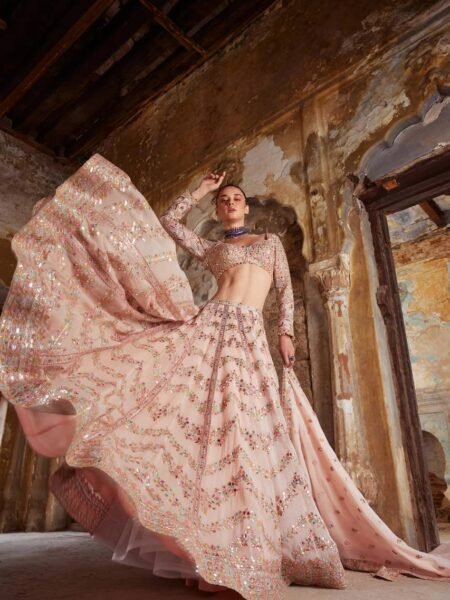 Wedding Special Ethnic Mirror, Zari & Thread Work Designer Lehenga Choli Set