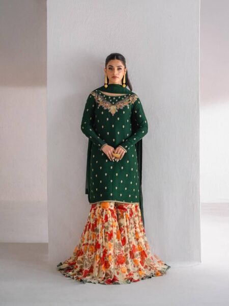 Georgette Kurta Sharara Set with Heavy Embroidery Work for Women