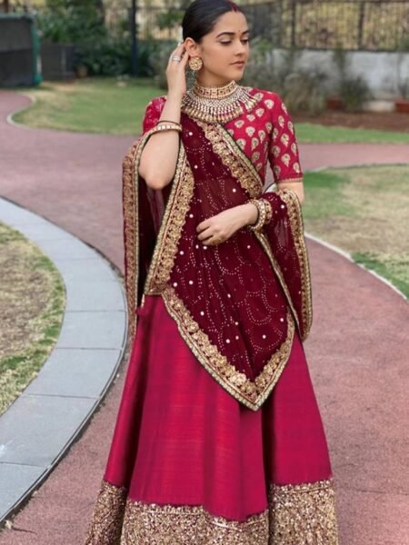 Designer Lehenga in Satin Georgette with Rich Zari & Sequins Work