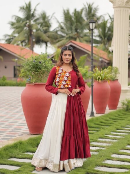 Pure Cotton Ethnic Maroon Lehenga Choli with Gamthi & Mirror Work