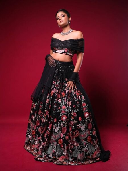 Avneet Kaur Black Faux Georgette Sequin Embroidery Lehenga Choli