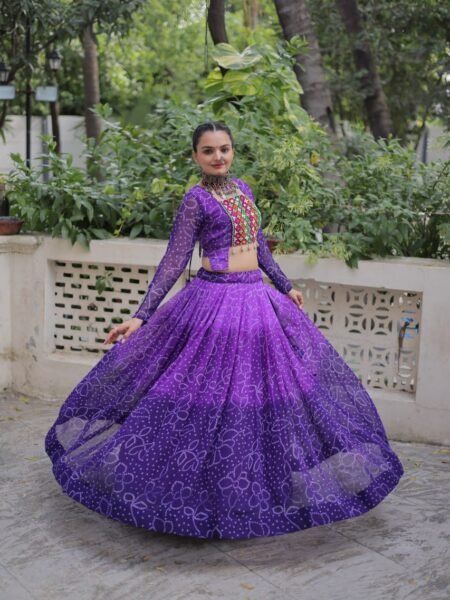 Beautiful Bandhani Print & Kutchi Gamthi Patchwork Lehnega Choli