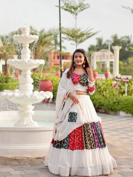 Delicate Pure Cotton Embroidered Flared Lehenga Choli