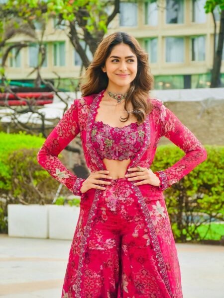 Elegant Tibby Silk Pink Sequins Embroidered Shrug With Top & Sharara