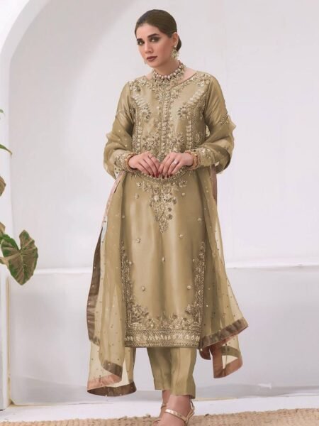 Gorgeous Golden Jimmy Choo Silk Sequin Embroidery Work Suit