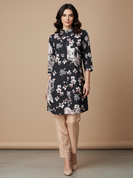 Black Printed 2 Pc Suit for Women