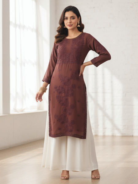 Beautiful Cotton Embroidered Kurta with Palazzo