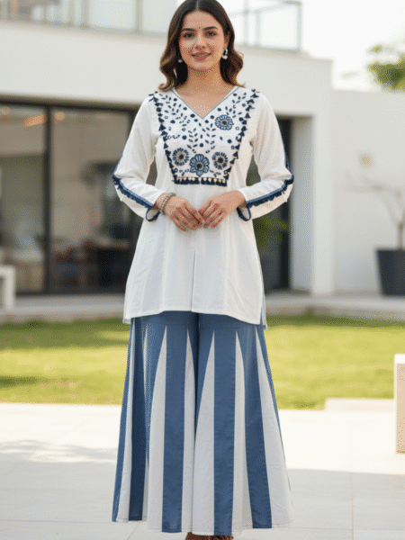 Aaina Roman Silk Embroidered Co-ord Set