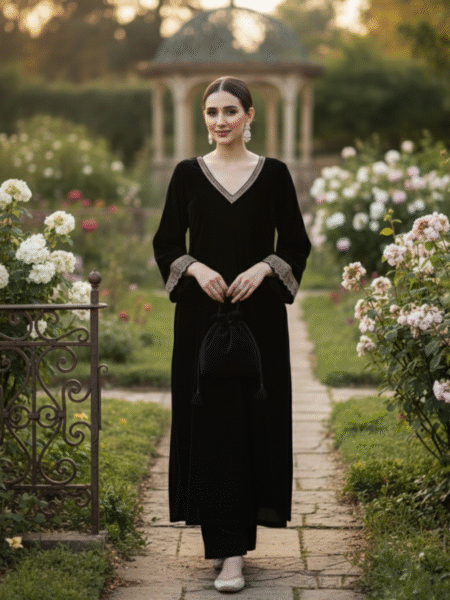 Eid Exclusive Black Pakistani Style Velvet Straight Fit for Women