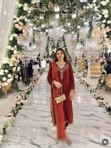 Premium 3 Pc Viscose Velvet Suit with Beautiful Embroidery Work