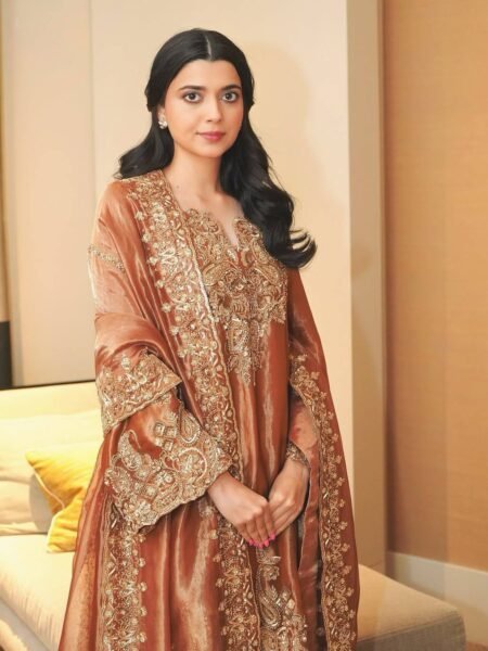 Zafeera Silk Sequins & Zari Embroidered Kurti with Palazzo and Silk Dupatta