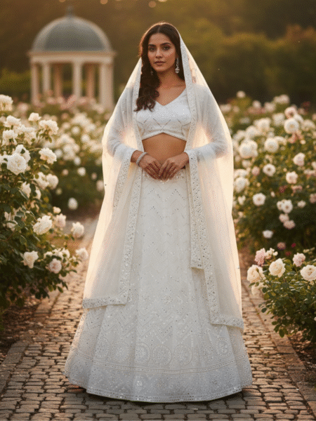 Ethnic Bridesmaids Zari Embroidered Lehenga Choli with Foil Mirror Work for Weddings