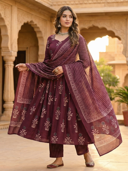 Beautiful Cotton Printed Anarkali Set for Women
