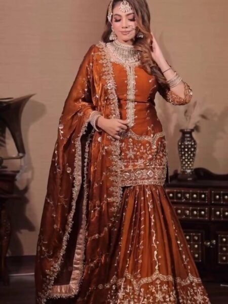 Charul Fendy Silk Sequins Embroidered Kurti with Bottom & Dupatta