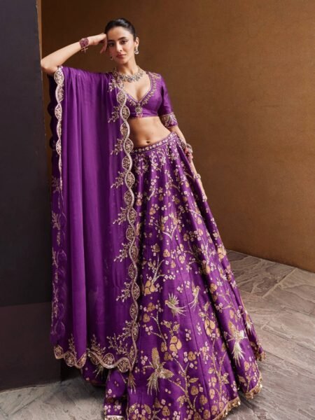 Varnika Thai Silk Premium Sequins Zari & Dori Work Embroidered Lehenga Set