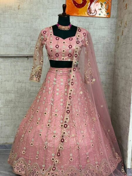 Anya Soft Net Heavy Sequins Embroidered Lehenga Choli & Dupatta