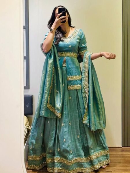 Swarna Chinon Silk Sequin Lehenga Choli with Dupatta