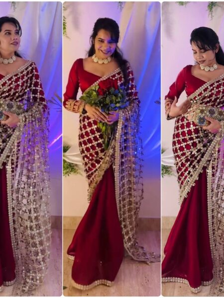 Aarvella Prismara Fendy Silk Mirror Saree