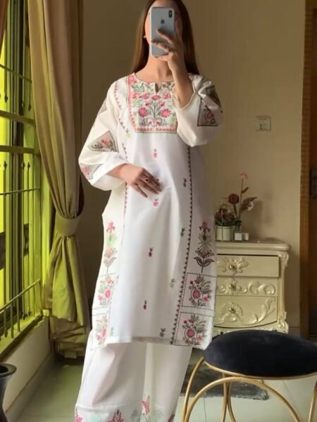 Designer Heavy Riyon Silk Embroidered Top Palazzo Set