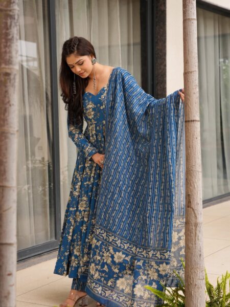 Ishya Blue Cotton Suit Set