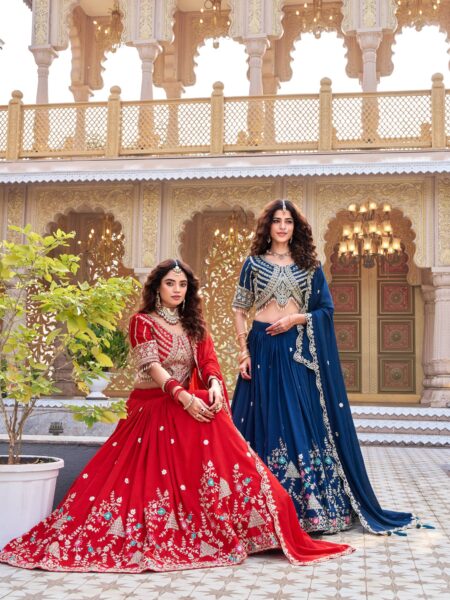 Luxury Bridal-Festive Vichitra Silk Lehenga with Intricate Sequence Detailing