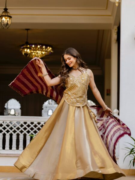 Festive Special Banarasi Viscose Lehenga with Embroidered Lace & Butti Work Dupatta