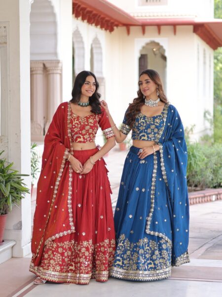 Premium Sequins Embroidered Vichitra Silk Lehenga Choli Collection